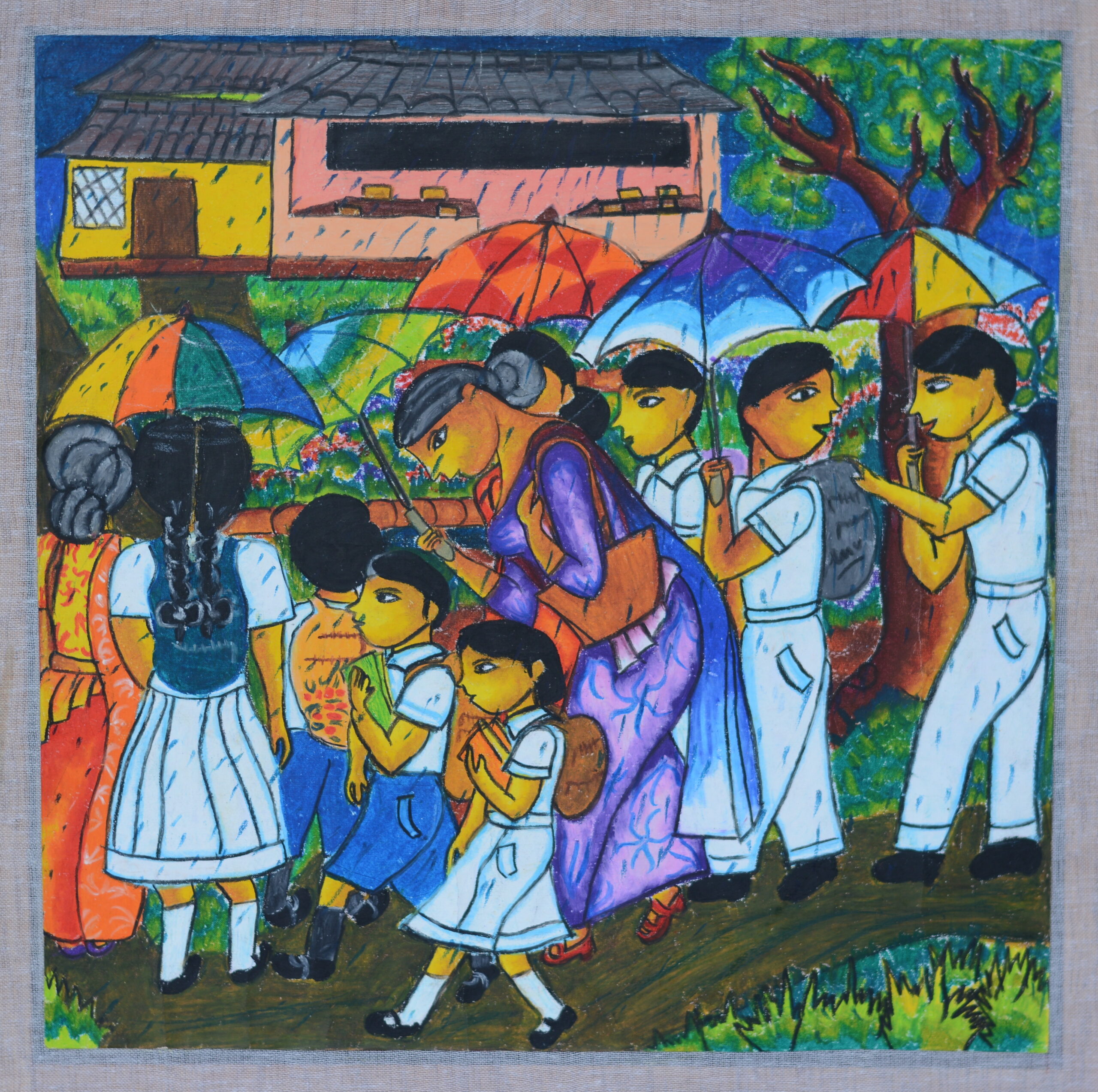 A group of children goes to the school on a rainy day_Nipuni Dinethma Piyathissa